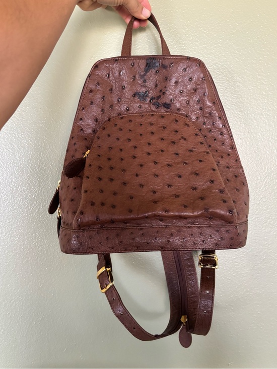 perte Handbags - Brown Ostrich Leather Backpack